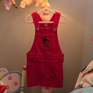 The Children's Place Vibrant Red Overalls with Ladybug Patch